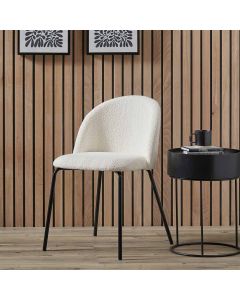 Turi Boucle Fabric and Black Metal Dining Chair