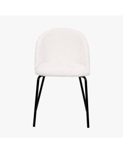 Turi Boucle Fabric and Black Metal Dining Chair