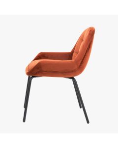 Alba Cinnamon Velvet and Black Metal Dining Chair