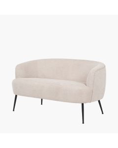Aviana Natural Chenille and Black Metal Sofa