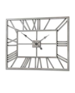 Silver Rectangular Skeleton Wall Clock