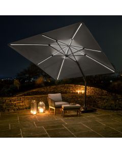 Platinum Challenger T2 Glow LED Cantilever Parasol 300x300cm.Luna Grey Canopy