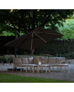 Platinum Premium Challenger T2 Glow Cantilever Parasol 300x300x265cm. Havana Taupe Canopy 