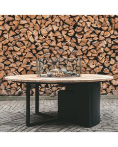 Cosiloft 120 Round Gas Fire Pit - Black and Teak