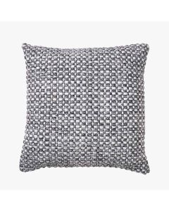 Indoor Outdoor Graphite and White Basket Weave Design Scatter Cushion