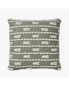 Indoor Outdoor Sage and White Braid Design Square Scatter Cushion