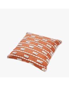 Indoor Outdoor Terracotta and White Braid Design Scatter Cushion