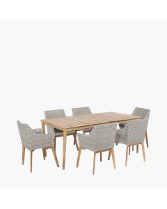 Larissa Light Kubu Grey 6 Seat Outdoor Dining Set 