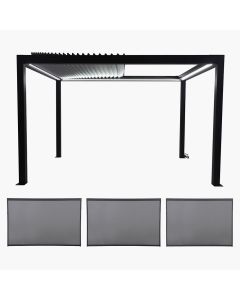 Abierto Gazebo Full Electric 3m x 4m inc LED complete with 2 x 4m and 1 x 3m Electric Blinds. Installation Included