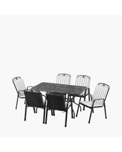 Savoy 6 Seat Set with Grey Stripe Cushions