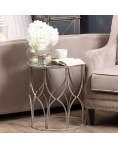 Set Of Two Lattice Detail Silver Side Table