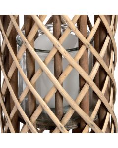 Small Wicker Lantern with Glass Hurricane