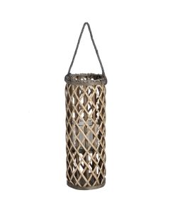 Small Wicker Lantern with Glass Hurricane