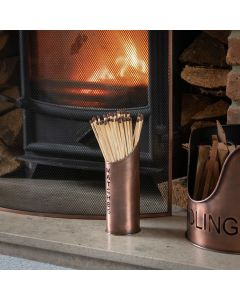 Copper Finish Logs And Kindling Buckets & Matchstick Holder