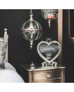 Free Standing Heart Tealight Lantern in Antique Silver