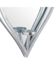 Small Silver Mirrored Heart Candle Holder