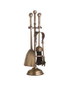 Ball Topped Companion Set In Antique Brass