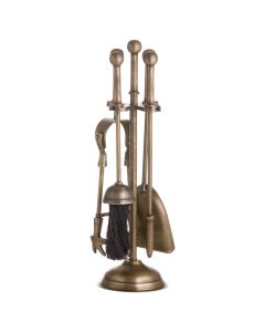 Ball Topped Companion Set In Antique Brass