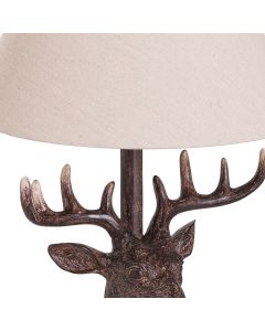 Stag Head Table Lamp With Linen Shade