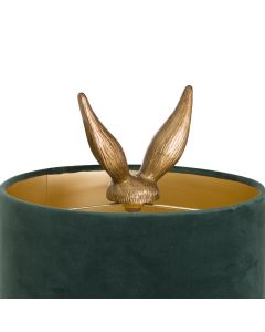 Antique Gold Hare Table Lamp With Green Velvet Shade