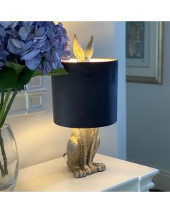 Silver Hare Table Lamp With Grey Velvet Shade