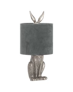 Silver Hare Table Lamp With Grey Velvet Shade