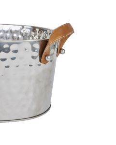 Silver Large Leather Handled Champagne Cooler