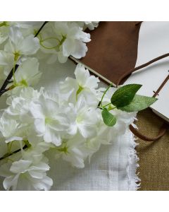 3 Stems of Large White Full Cherry Blossom Stem