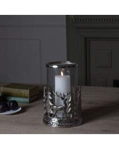 Silver Stag Scene Hurricane Lantern