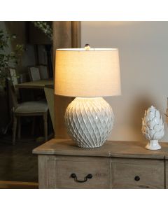 Lattice Ceramic Table Lamp With Linen Shade