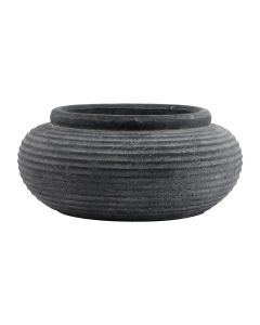 Amalfi Dark Grey Round Ribbed Planter