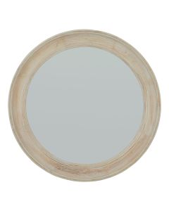 Washed Wood Round Framed Mirror