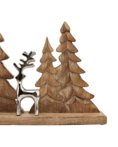 Wood And Metal Tree And Reindeer Decoration