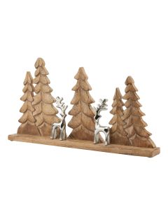 Wood And Metal Tree And Reindeer Decoration