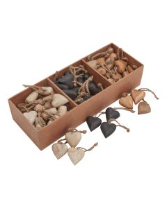 Pack Of 90 Wooden Heart Hanging Decorations