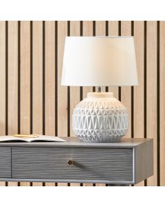 Anneli Warm White Aztec Texture Ceramic Table Lamp