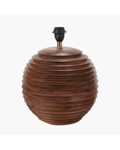 Pembury Brown Wash Large Turned Wood Table Lamp Base with Lino 40cm White Self Lined Linen Cylinder Lampshade