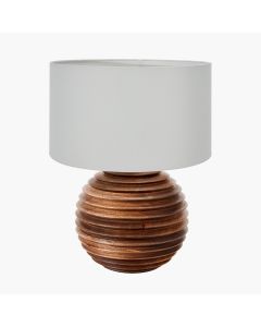 Pembury Brown Wash Turned Wood Table Lamp Base with Harry 30cm Ivory Cotton Mix Cylinder Lampshade