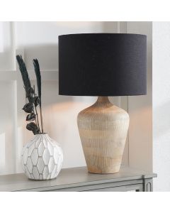 Taika White Wash Textured Wood Table Lamp Base