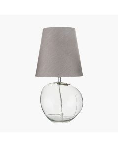 Hallie Clear Glass and Grey Shade Table Lamp