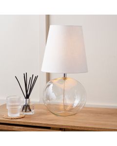 Hallie Clear Glass and White Shade Table Lamp
