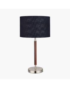 Gianni Brushed Silver and Wood Effect Table Lamp