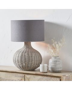 Allona Grey Wash Rattan Table Lamp