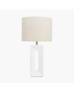 Block White Ceramic Tall Table Lamp