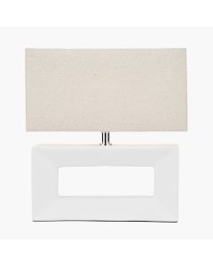 Block White Ceramic Rectangular Table Lamp