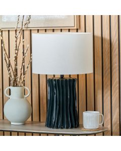 Devony Black Pleated Ceramic Table Lamp Base