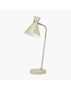 Benedict Sage and Brushed Silver Metal Table Lamp