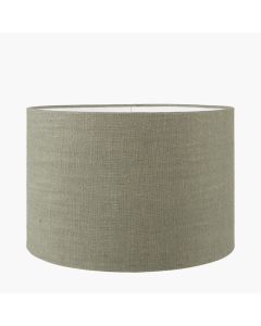 Josie Clear Glass and Antique Brass Metal Large Table Lamp Base with Edward 40cm Pistachio Green Linen Cylinder Lampshade