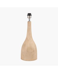 Corella Natural Mango Wood Curved Table Lamp Base with Lino 40cm White Self Lined Linen Cylinder Lampshade