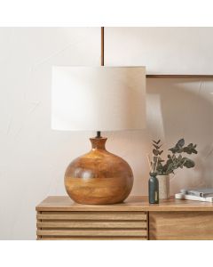 Kiah Brown Oiled Finish Mango Wood Round Table Lamp Base